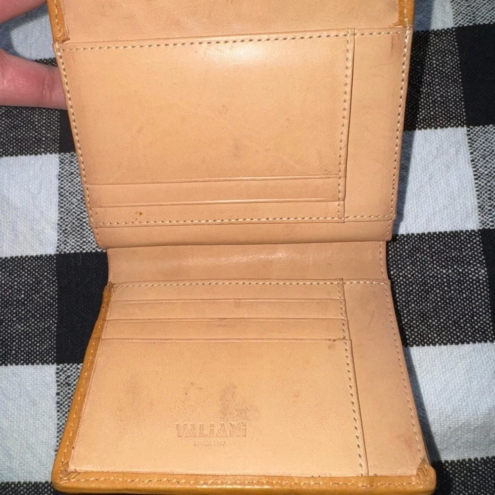 Tan Woven Leather Wallet Compact Design